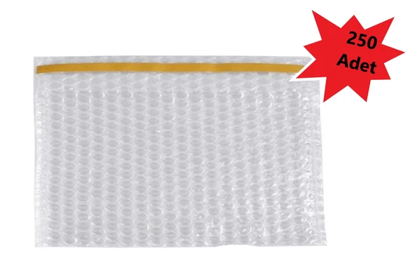 Balonlu Patpat Torba, Bantlı Baloncuklu Torba-Zarf 15Cm(En)X25Cm(Boy)+5Cm(Kapak) 250 Adet)