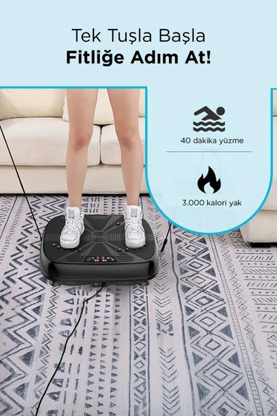 Torima VEP-1000 Siyah Titreşimli Egzersiz Kondisyon Aleti LED Ekran Kumandalı 200W Taşıma Kapasiteli - 2
