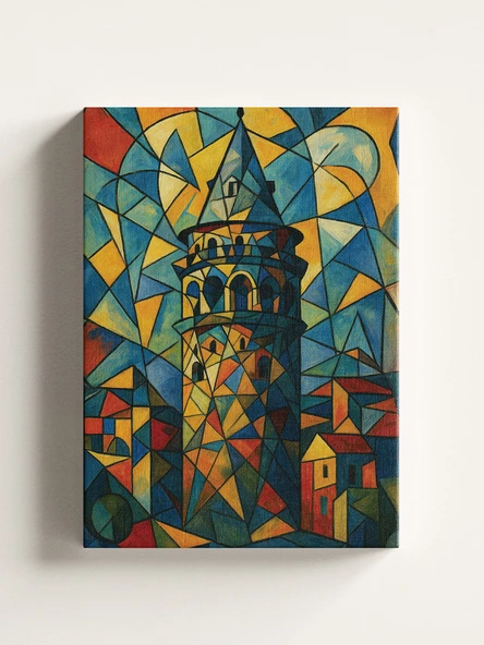 Galata Kulesi Tablosu - Picasso Tarzı %100 Pamuk Kanvas 20x30 - 2