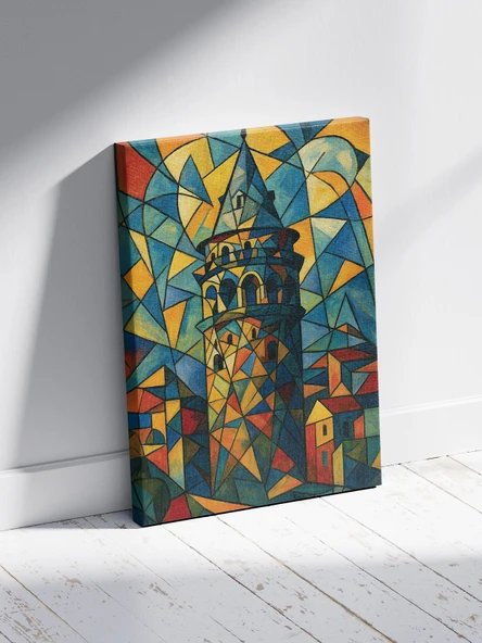 Galata Kulesi Tablosu - Picasso Tarzı %100 Pamuk Kanvas 20x30 - 3