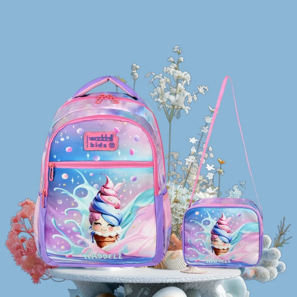 Waddell Lisanslı Dondurma Temalı Sırt Destekli, Beslenme Çantalı, İlkokul Çantası (25201) - 6