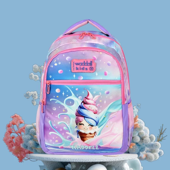 Waddell Lisanslı Dondurma Temalı Sırt Destekli, Beslenme Çantalı, İlkokul Çantası (25201) - 3
