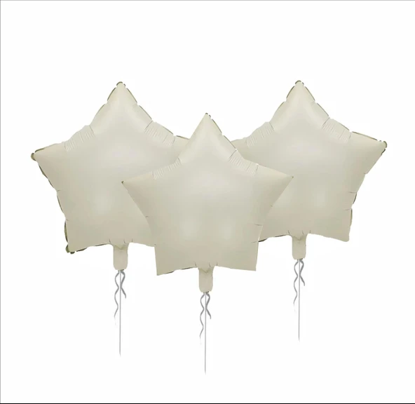 3 ADET YILDIZ FOLYO BALON KREM 18 INC ürün görseli 1