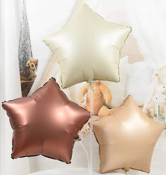 3 ADET YILDIZ FOLYO BALON KREM 18 INC - Resim 3