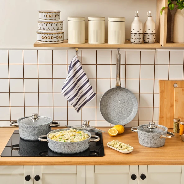 Karaca Biogranit Nare 7 Parça Tencere Seti Mavi ürün görseli