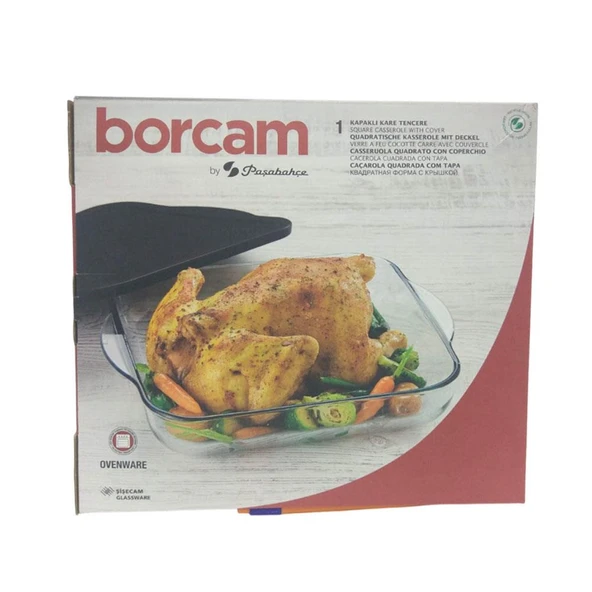 Paşabahçe 59024 Siyah Kapaklı Kare Borcam 3200 cc - 2