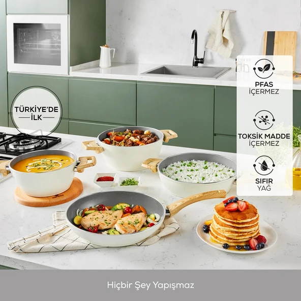 Karaca x Refika Birgül Swiss Crystal 7 Parça Tencere Seti Creamy - 3