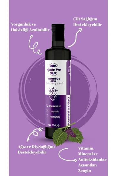 Applepiefoods Karadut Özü 700 gr Soğuk Sıkım , Black Mulberry Extract - Resim 4