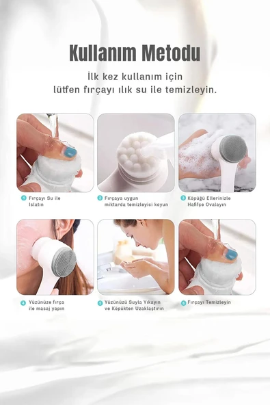 Çift Taraflı Silikon Yüz Temizleme Makyaj Fırçası Aparatı - 3