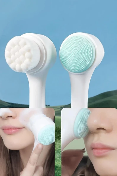 Çift Taraflı Silikon Yüz Temizleme Makyaj Fırçası Aparatı - 5