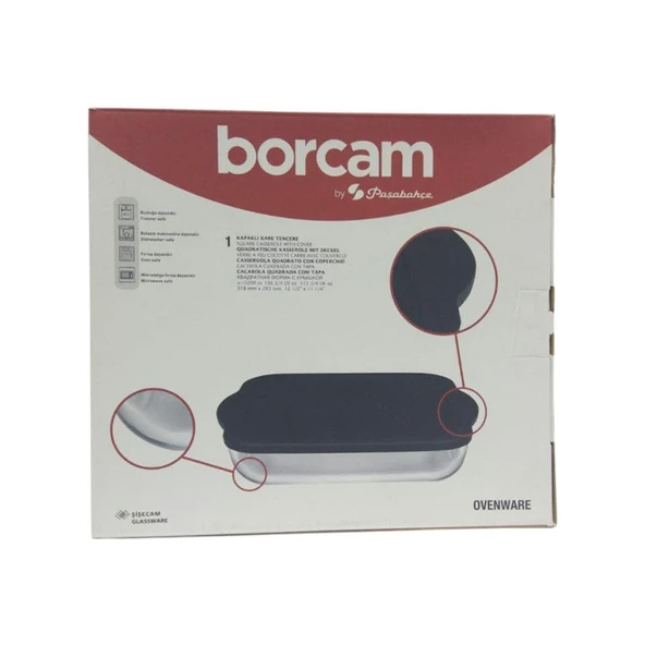 Paşabahçe 59024 Siyah Kapaklı Kare Borcam 3200 cc - 3