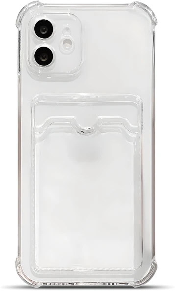 iPhone 11 Uyumlu Kamera Korumalı Kartlıklı Köşeleri Airbag Tasarımlı Darbe Önleyici Şeffaf Silikon Kılıf