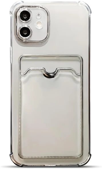 iPhone 11 Uyumlu Kamera Korumalı Kartlıklı Köşeleri Airbag Tasarımlı Darbe Önleyici Şeffaf Silikon Kılıf - 9