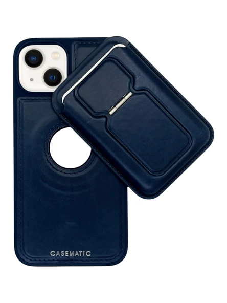 iPhone 13/14 Uyumlu Standlı Kartlıklı Magsafe Wireless Şarj Özellikli Deri Cüzdan Kılıf - 7