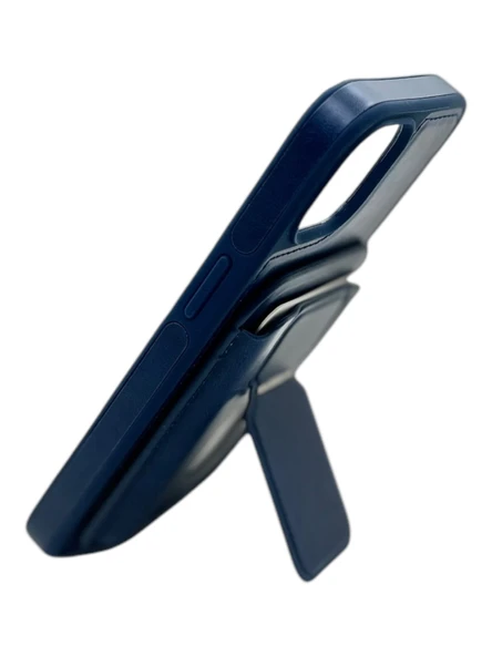 iPhone 13/14 Uyumlu Standlı Kartlıklı Magsafe Wireless Şarj Özellikli Deri Cüzdan Kılıf - 9