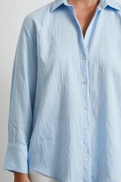 Paralel Çizgili Gömlek Mavi - Resim 5