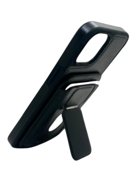 iPhone 13/14 Uyumlu Standlı Kartlıklı Magsafe Wireless Şarj Özellikli Deri Cüzdan Kılıf - 4