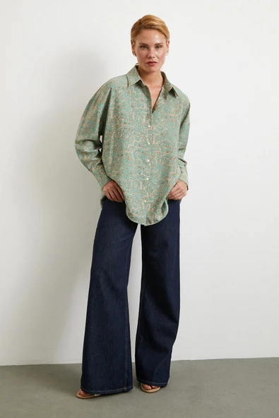 Leopar Desen Javanez Gömlek Fuşya - Resim 2