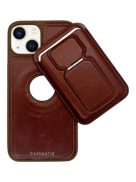 iPhone 13/14 Uyumlu Standlı Kartlıklı Magsafe Wireless Şarj Özellikli Deri Cüzdan Kılıf - 12