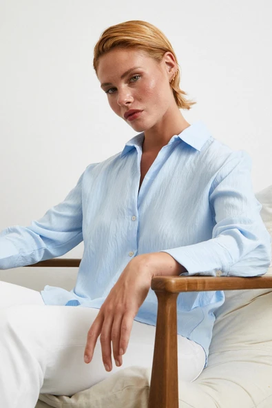 Paralel Çizgili Gömlek Mavi ürün görseli