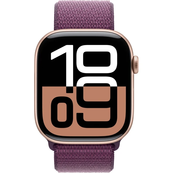 Apple Watch Series 10 GPS, 46 mm Roze Altın Rengi Alüminyum Kasa ve Kırmızı Erik Spor Loop - 2