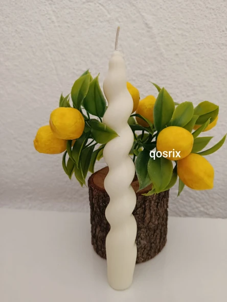 qosrix 4'lü Açık Krem Italyan Burgulu Şamdan Soya Mumu Doğal Kokulu Uzun Çubuk Konik Burgu Mum Spiral Dekoratif - Resim 4