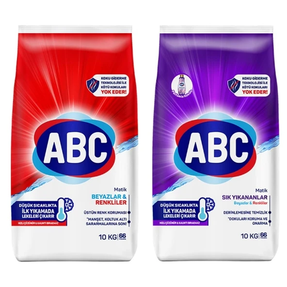 ABC Matik 10 kg Beyazlar & Renkliler ve Sık Yıkananlar 2 li Paket