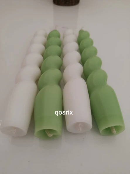 qosrix 'lü Beyaz Açık Yeşil Italyan Burgulu Şamdan Soya Mumu Doğal Kokulu Uzun Çubuk Konik Burgu Spiral Mum - Resim 2