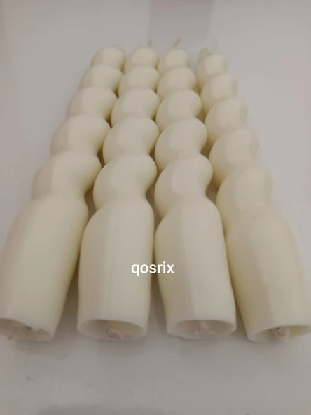 qosrix 4'lü Açık Krem Italyan Burgulu Şamdan Soya Mumu Doğal Kokulu Uzun Çubuk Konik Burgu Mum Spiral Dekoratif - Resim 2