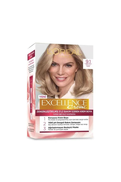 L'Oreal Paris Excellence Imedia Excel 9.1 Saç Boyama Seti Sarı Küllü ürün görseli