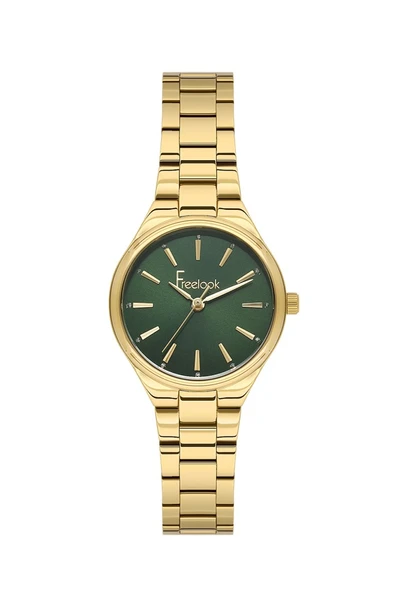 FREELOOK FL.1.10517-2 ALTIN KAPLAMA YEŞİL KADRAN KADIN KOL SAATİ ürün görseli 1