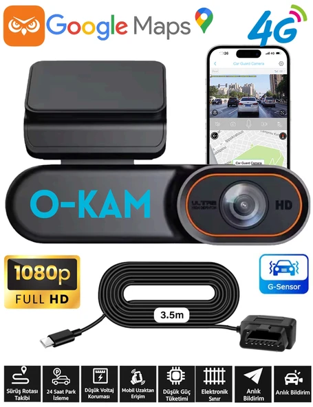 O-kam 2026 4G Araç Içi Kamera ve Görüntülü Araç Takip Sistemi Google Maps 1080P Kamera Gps - 1