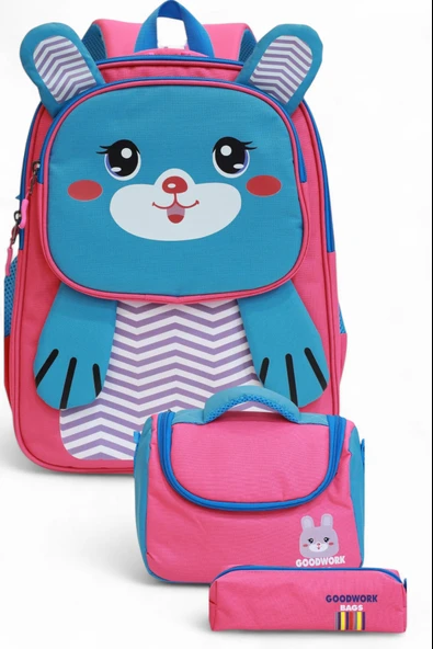 2204-Goodwork Kız Çocuk Üçlü Set Figürlü İlkokul Sırt Çantası - 5