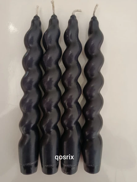 qosrix 4'lü Antrasit Gri Italyan Burgulu Şamdan Soya Mumu Doğal Kokulu Uzun Çubuk Konik Burgu Mum Spiral Dekoratif ürün görseli