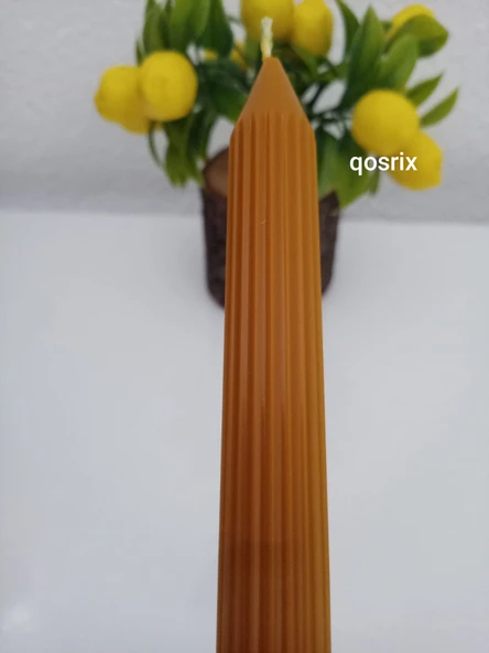 qosrix 4'lü Hardal Sarısı Şamdan Soya Mumu 1. Kalite Soya Doğal Vanilya Kokulu Uzun Çubuk Konik Mum Dekoratif - 2