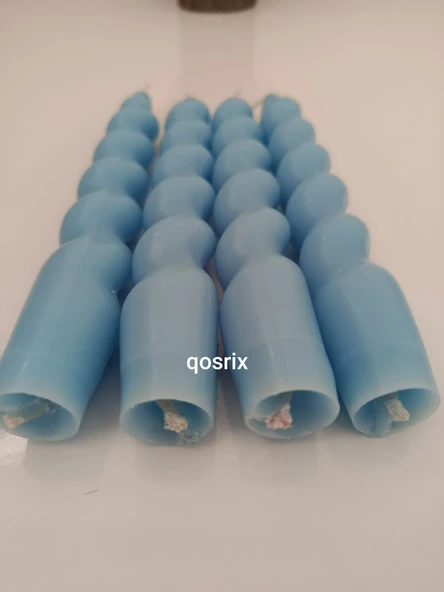 qosrix 4'lü Açık Mavi Italyan Burgulu Şamdan Soya Mumu Doğal Kokulu Uzun Çubuk Konik Burgu Mum Spiral Dekoratif - 2