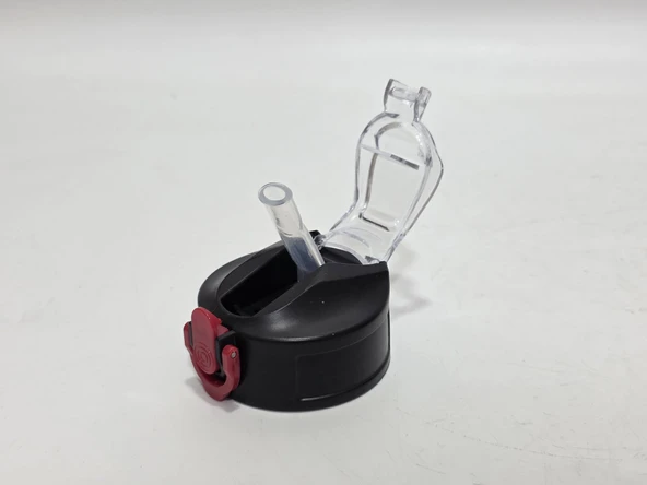 Otomatik Pipetli Su Matarası Yedek Kapağı 57mm Siyah-Kırmızı - 5