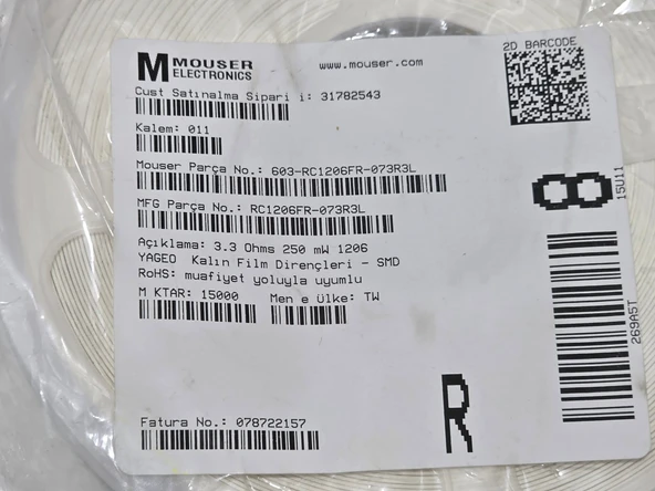 Yageo RC1206FR-073R3L Film Direnç 15000 Adet - Resim 2