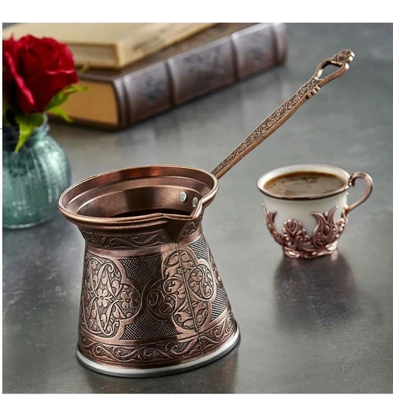 Kosova Desenli Döküm Cezve Büyük Boy 6 Kişilik - Mıknatıslı Ocaklara Uyumlu ürün görseli