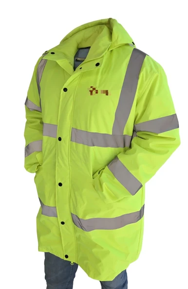 Kapitone Astar Reflektörlü İş Güvenliği Parka Mont XL