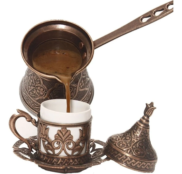 Kosova Desenli Döküm Cezve Büyük Boy 6 Kişilik - Mıknatıslı Ocaklara Uyumlu - Resim 2