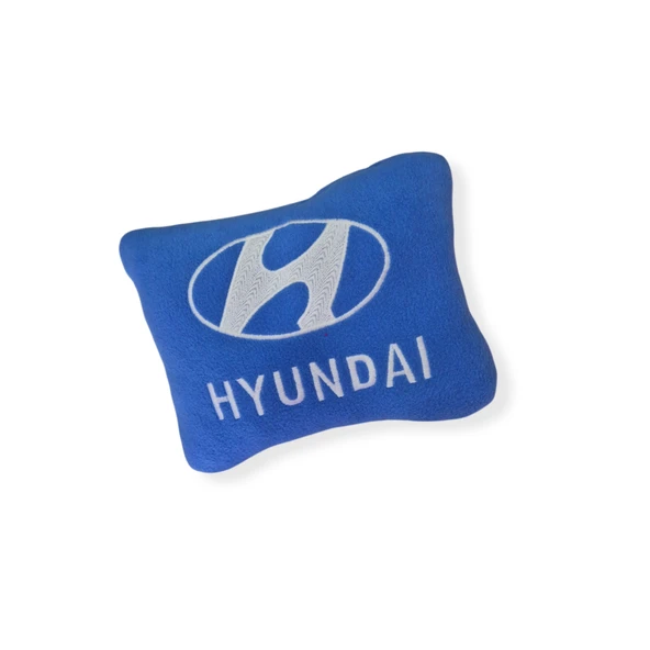 Hyundai Nakış Işlemeli Mavi Polar Ortopedik Araç Oto Koltuk Seyahat Boyun Yastık / 2'li Set - 3