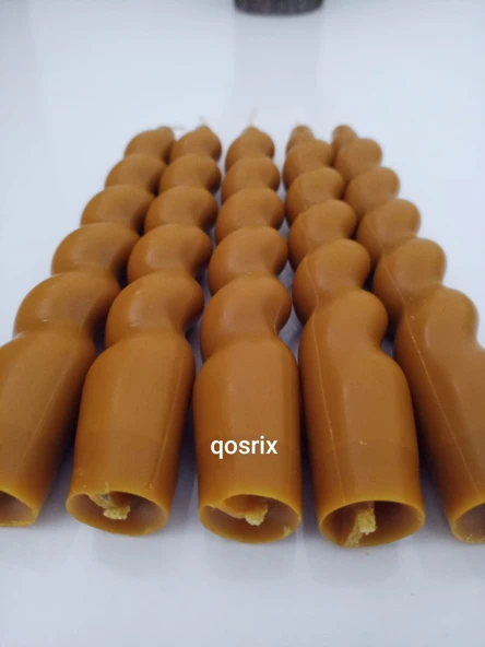 qosrix 5'li Hardal Sarısı Italyan Burgulu Şamdan Soya Mumu Doğal Kokulu Uzun Çubuk Konik Burgu Spiral Mum Dekoratif - 2