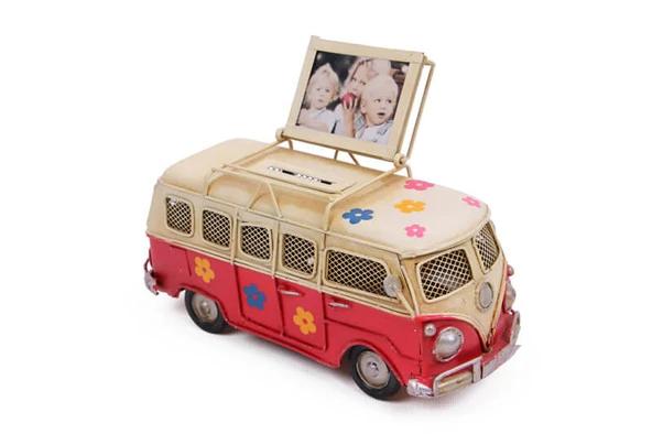 Dekoratif Metal Minibüs Çerçeveli ve Kumbaralı 1210A-5589 Model-M152