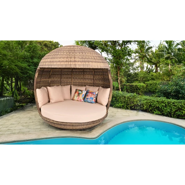World Daybed | 200 cm Rattan Bahçe Kral Yatağı - 9