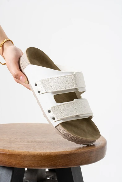 Albishoes Esnek Ayarlanabilir İki Cırtlı Anatomik Comfort Cool Rahat Kadın Günlük Sandalet Terlik - 4