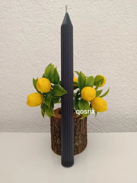 qosrix 5'li Antrasit Gri Şamdan Soya Mumu 1. Kalite Doğal Vanilya Kokulu Uzun Çubuk Konik Mum Dekoratif - 4