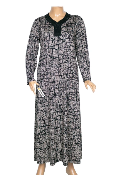 Hesna Kadın Minel Battal Beden Kuplu Boydan Siyah Elbise Desen 22 ürün görseli