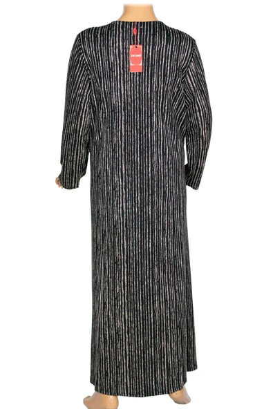 Hesna Kadın Minel Battal Beden Kuplu Boydan Siyah Elbise Desen 21 - 3