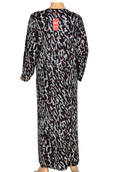 Hesna Kadın Minel Battal Beden Kuplu Boydan Siyah Elbise Desen 20 - 3